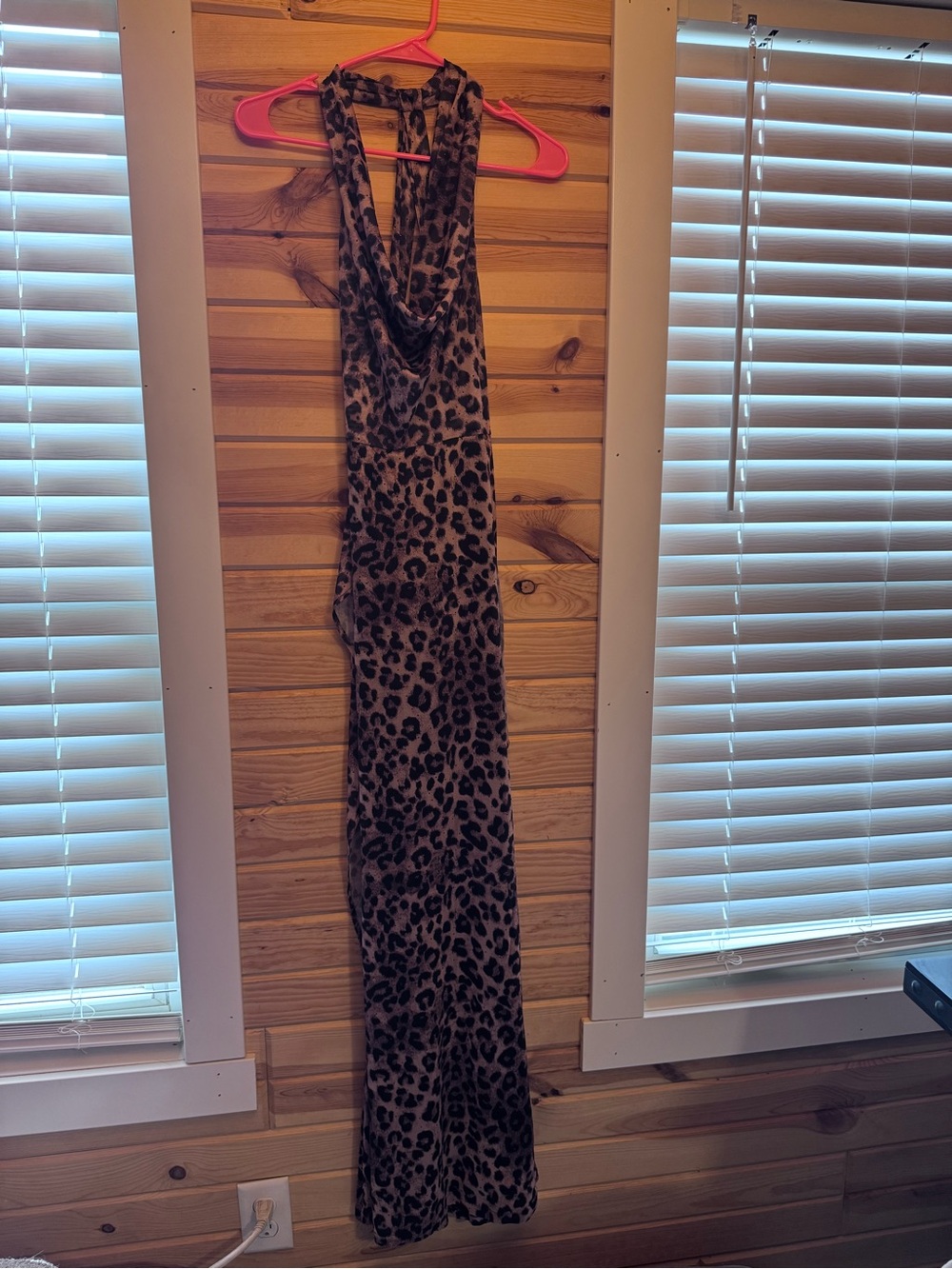 Leopard Print Halter Maxi Dress in Brown